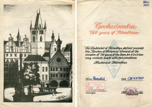 Diplom k 750. výročí města Litoměřic