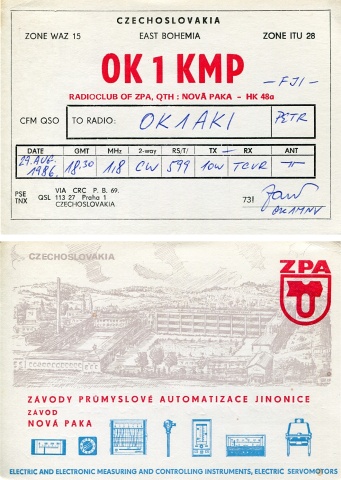 Nejčastěji dříve používaná verze klubového QSL