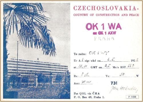 QSL Jana Hekrdleho po změně jeho sufixu