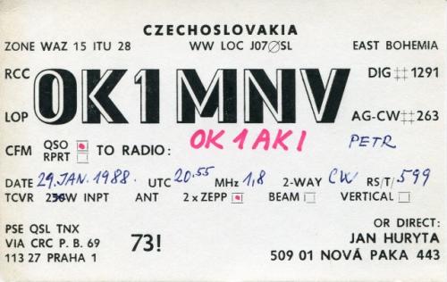 Další z QSL používaných Janem Hurytou