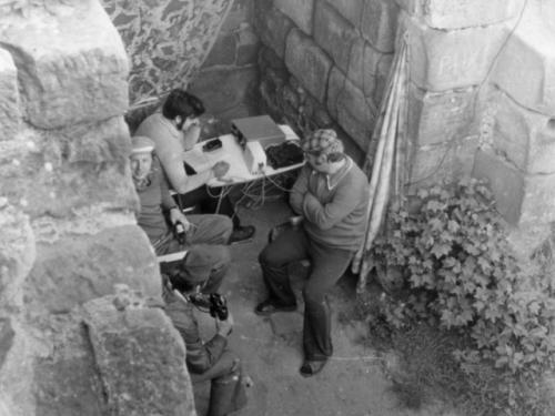 Při závodu. Standa Lelek OK1DHG, Honza Huryta OK1MNV, Honza Cuc OK1JJC a Jirka Podlipný OK1MZO