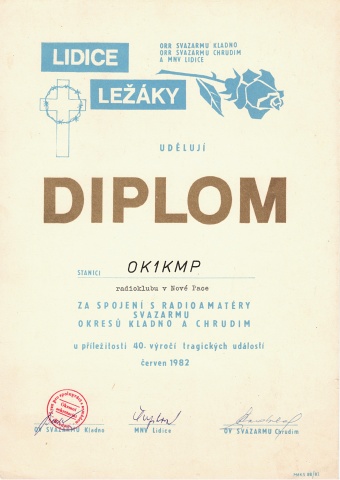 Diplom Lidice – Ležáky