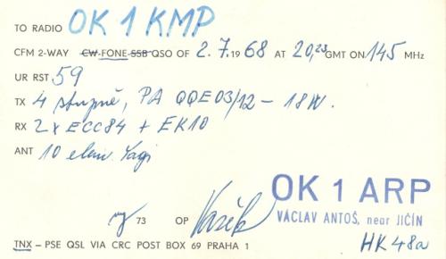 Pravděpodobně první spojení Vaška Antoše s domovským radioklubem