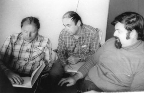 Zleva Honza Huryta OK1MNV, Jaroslav Kobr OK1VHA (Valdice) a Honza Cuc OK1JJC