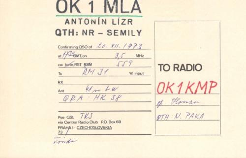 QSL lístek Tondy Lízra