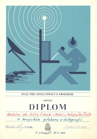 Diplom za I. místo v krajském přeboru v telegrafii