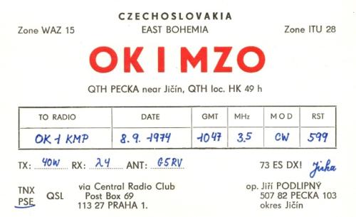 Jedna z prvních verzí QSL Jirky Podlipného