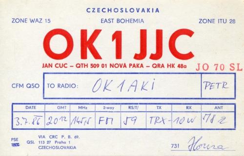 Původní QSL Honzy Cuce