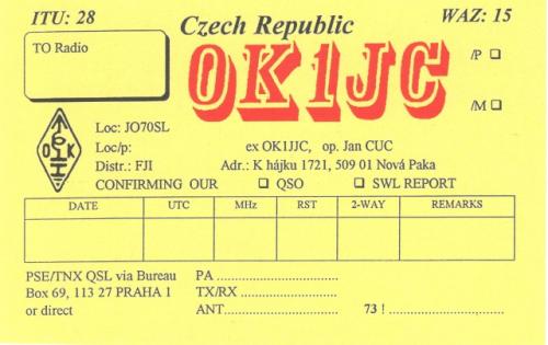 Aktuální verze QSL Honzy Cuce