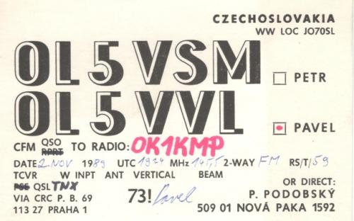 QSL lístky Petra a Pavla Podobských z doby, kdy měli mládežnickou koncesi OL