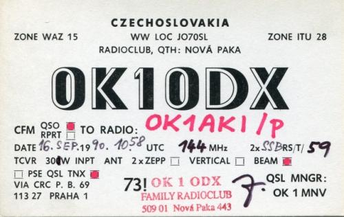 QSL lístek konkurenčního rodinného radioklubu