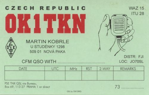 QSL lístek Martina Kobrleho